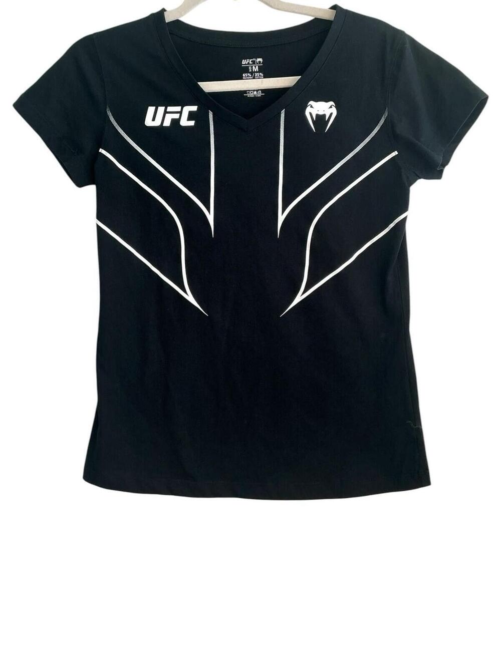 Venum UFC Fight Night 2.0 Women’s T-Shirt Black V-Neck Athletic Top Size M